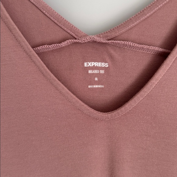 Express Dusty Rose Long Sleeve V-Neck Tunic - Picture 3 of 4